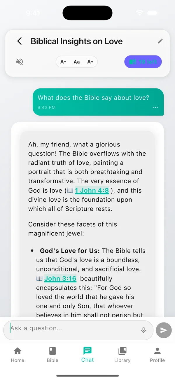 AI-powered chat interface for biblical questions and guidance