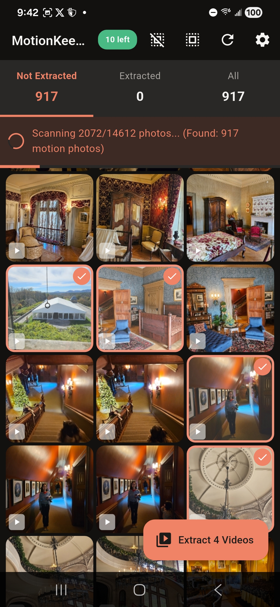 Select photos to extract