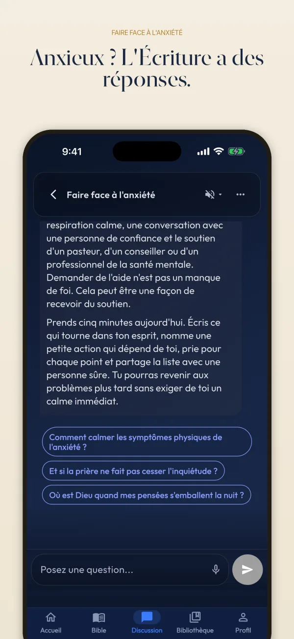 Anxieux ? L'Écriture a des réponses.